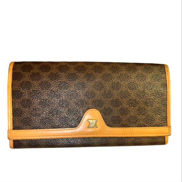 Celine Macadam Kiss lock Leather Long Wallet - Picture 1 of 7